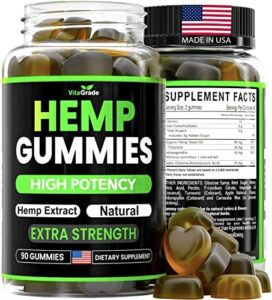 Hemp Gummies – Further Strength – Terrific for Peace & Peace – Infused with Pure Hemp Oil Extract, Ashwagandha – L-Theanine – High Potency Dietary supplement – Tasty Relief – 90 Edibles – Created in United states of america