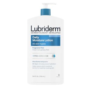 Lubriderm Fragrance Free Every day Dampness Lotion + Professional-Ceramide, Shea Butter & Glycerin, Confront, Hand & Body Lotion for Delicate Pores and skin, Hydrating Lotion for Much healthier-Hunting Skin, 24 fl. oz